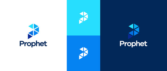 Letter P sofware technology for media Logo design template