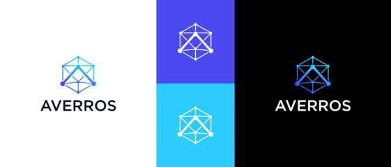 Letter A, Initial A software dot concept technology Logo design