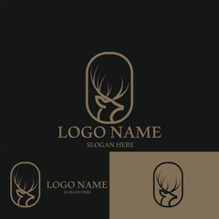 minimalist deer antler logo icon vector illustration template design