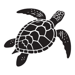 Radiant Painted Turtle silhouette, adorned with natural markings – Painted Turtle illustration – Minimalist Painted Turtle vector – Reptile silhouette

