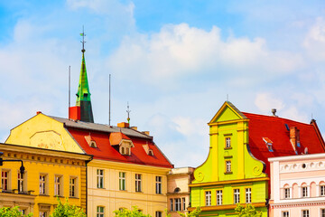 Fototapeta premium Wroclaw, Poland Old Town Salt Market Square colorful houses and tower
