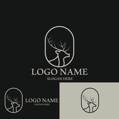 minimalist deer antler logo icon vector illustration template design