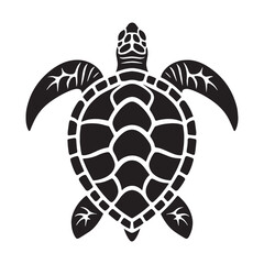 Fototapeta premium Vivid Painted Turtle silhouette, gliding peacefully through the stream – Painted Turtle illustration – Minimalist Painted Turtle vector – Reptile silhouette