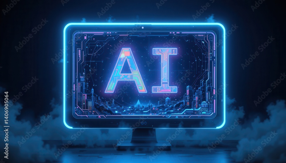 Poster Computer screen displaying the letter a in the center against a simple background highlighting the iconic character
