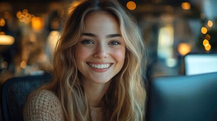 Smiling Woman in Office Setting