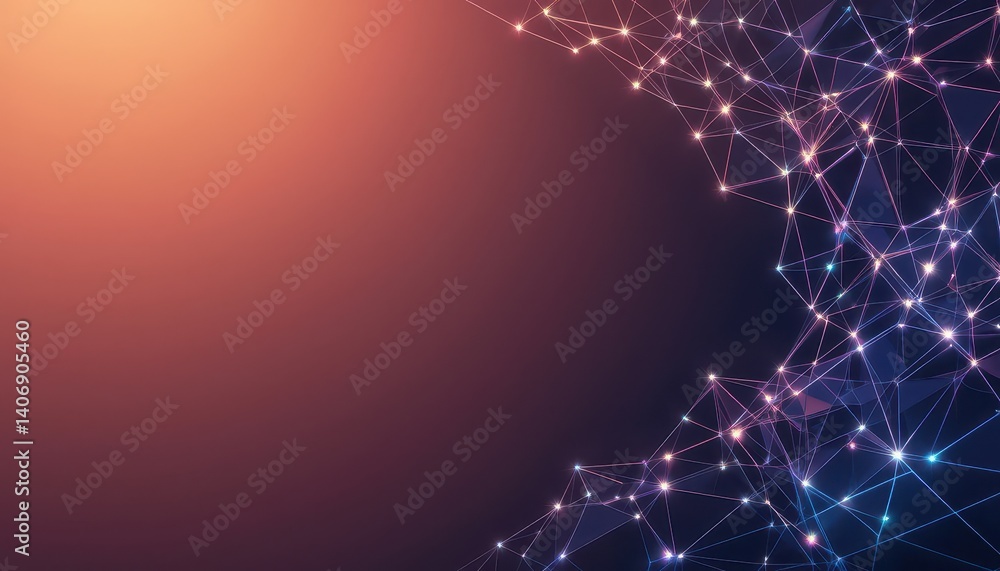 Poster Dark background featuring a line of connected dots representing digital networks and connectivity