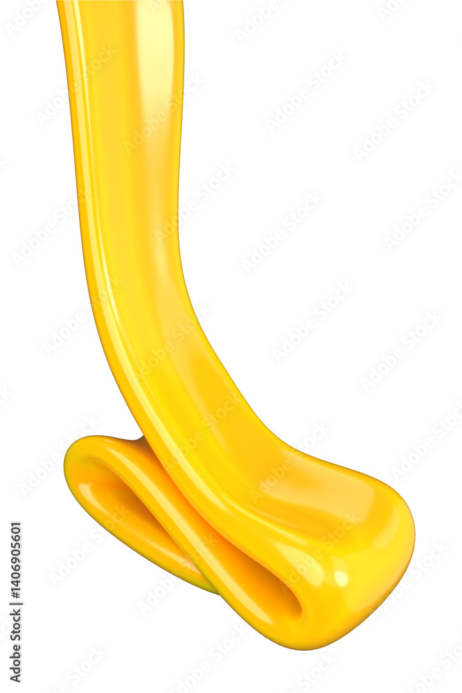 Poster vivid yellow material flows gracefully, showcasing its smooth texture and glossy appearance, capturi