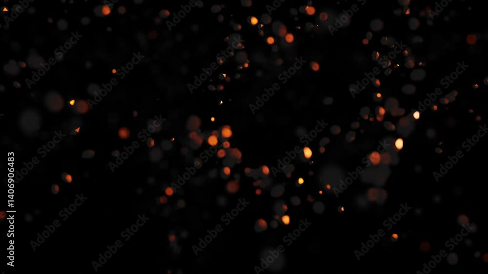 Poster 3d rendering abstract animation with moving particle on dark background