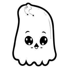 Friendly Ghost Face, Halloween Theme Illustration