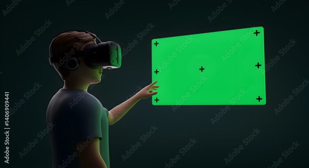 Poster immersive virtual reality experience with digital interface technology integration