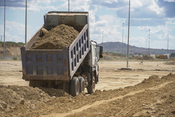 Earthmoving Operation with Dump Truck on Site