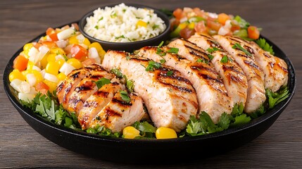 Grilled Chicken Bowl on Wood