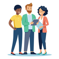 three-diverse-business-partners-standing-and-discus vector image on white background