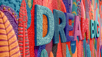 Dream Big: A Bold Vision of Possibility
The image showcases the phrase "DREAM BIG" displayed in a striking, three-dimensional style