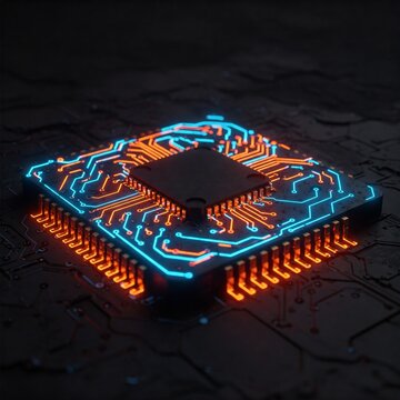 Digital Circuit, Microchip Design, Abstract Tech Texture, Electronics Layout, High-Tech Pattern, Data Flow