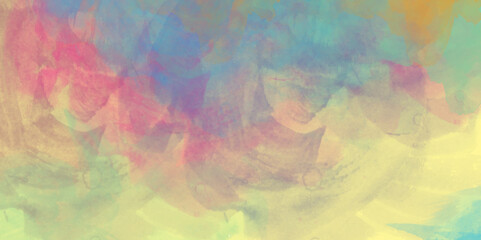 Color splashing on paper with watercolor splashes, Beautiful and colorful soft watercolor background.  hand painted and washed watercolor. Closeup color and texture of water color on paper for cover .