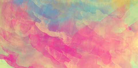 Color splashing on paper with watercolor splashes, Beautiful and colorful soft watercolor background.  hand painted and washed watercolor. Closeup color and texture of water color on paper for cover .