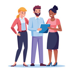 three-diverse-business-partners-standing-and-discus vector image on white background