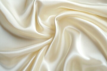 Fototapeta premium Creamy, luxurious satin fabric with soft folds and elegant drapes.