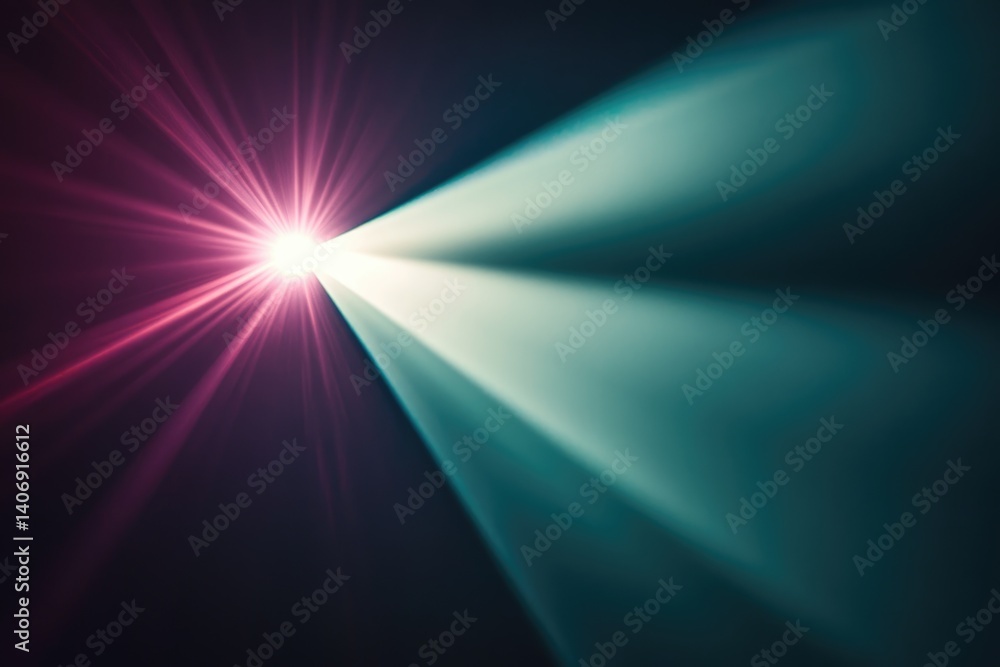 Poster abstract image of two light beams converging, creating a vibrant, colorful, and dynamic visual effec