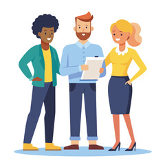 three-diverse-business-partners-standing-and-discus vector image on white background