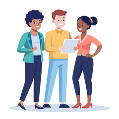 three-diverse-business-partners-standing-and-discus vector image on white background
