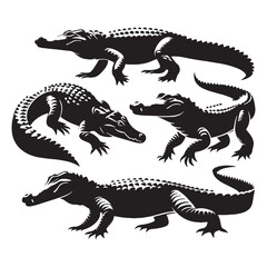 Massive Crocodile silhouette, a true force of nature – Crocodile illustration – Crocodile vector – Reptile silhouette

