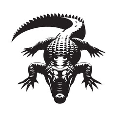Fierce Crocodile silhouette, ready to dominate its territory – Crocodile illustration – Crocodile vector – Reptile silhouette

