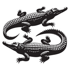 Powerful Crocodile silhouette, its muscular body ready to strike – Crocodile illustration – Crocodile vector – Reptile silhouette

