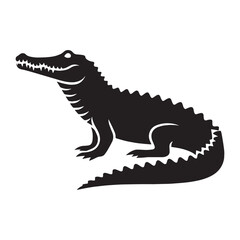 Predatory Crocodile silhouette, a symbol of strength and precision – Crocodile illustration – Crocodile vector – Reptile silhouette

