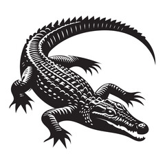 Silent Crocodile silhouette, lurking beneath the water’s surface – Crocodile illustration – Crocodile vector – Reptile silhouette

