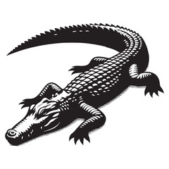 Fototapeta premium Stealthy Crocodile silhouette, blending into its environment – Crocodile illustration – Crocodile vector – Reptile silhouette