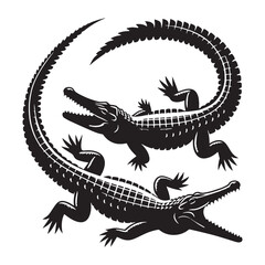 Mighty Crocodile silhouette, its powerful jaws ready to strike – Crocodile illustration – Crocodile vector – Reptile silhouette

