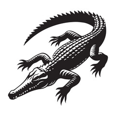 Fearsome Crocodile silhouette, lurking in the murky waters – Crocodile illustration – Crocodile vector – Reptile silhouette

