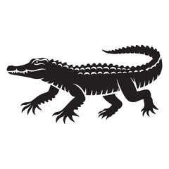 Ancient Crocodile silhouette, a living relic of the past – Crocodile illustration – Crocodile vector – Reptile silhouette

