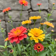 Flores floreciendo en la pared.