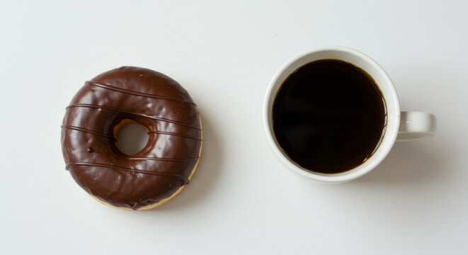 Chocolate Covered Pastry and Coffee on White Table
