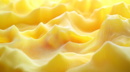 Abstract Yellow Fabric Texture with Flowing Waves