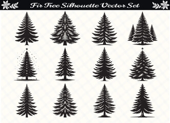 Obraz premium Black Color Fir Tree Silhouette Vector Illustration for Digital and Print Design