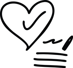 line art, black and white, minimalist heart icon, broken heart symbol, fracture line, simple geometric design, vector graphic
