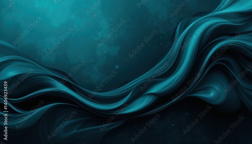 Poster dynamic close-up of a blue wave on a dark background creating a striking contrast that captures flui