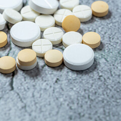 Variety of medicines and drugs.Medicine and healthcare concept.Variety of medicines and...
