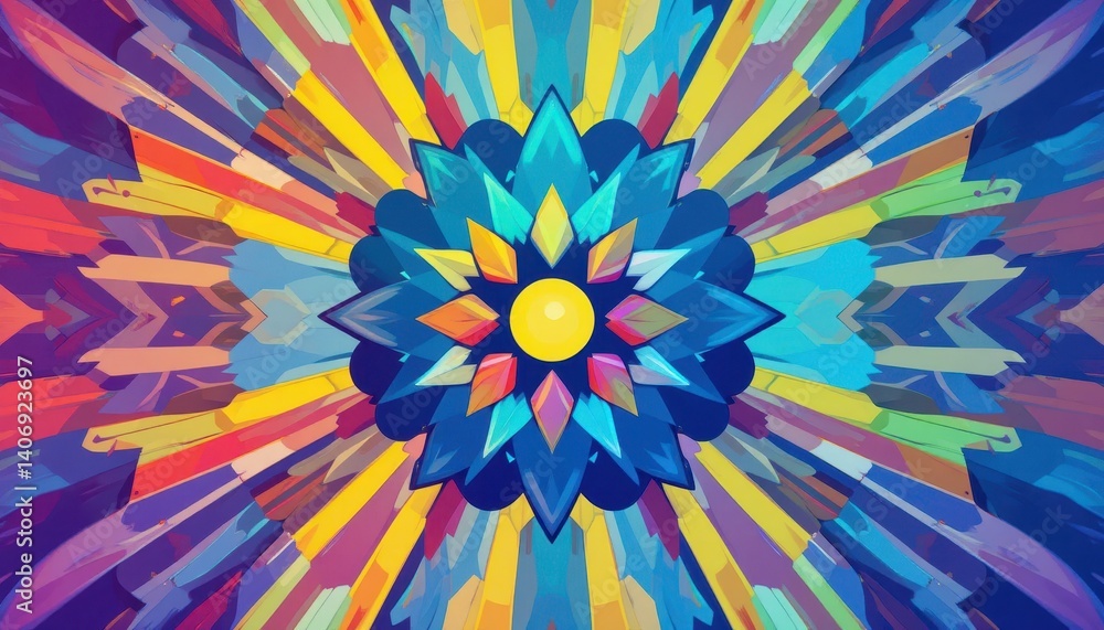Aufkleber vibrant multicolored flower displaying a spectrum of colors against a natural background of greenery