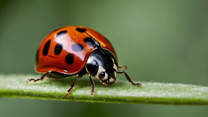 Fototapeta premium Cute Ladybug on Leaf 