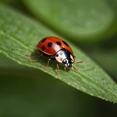 Cute Ladybug on Leaf 