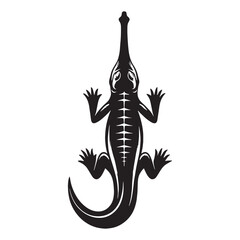 Silent Gharial silhouette, waiting for the perfect moment to strike – Gharial illustration – Gharial vector – Reptile silhouette

