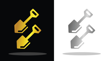 vector image of a beautiful and cool machine tool in gold color with a black and white background