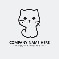 Cat illustration black and white for logo company vector image
