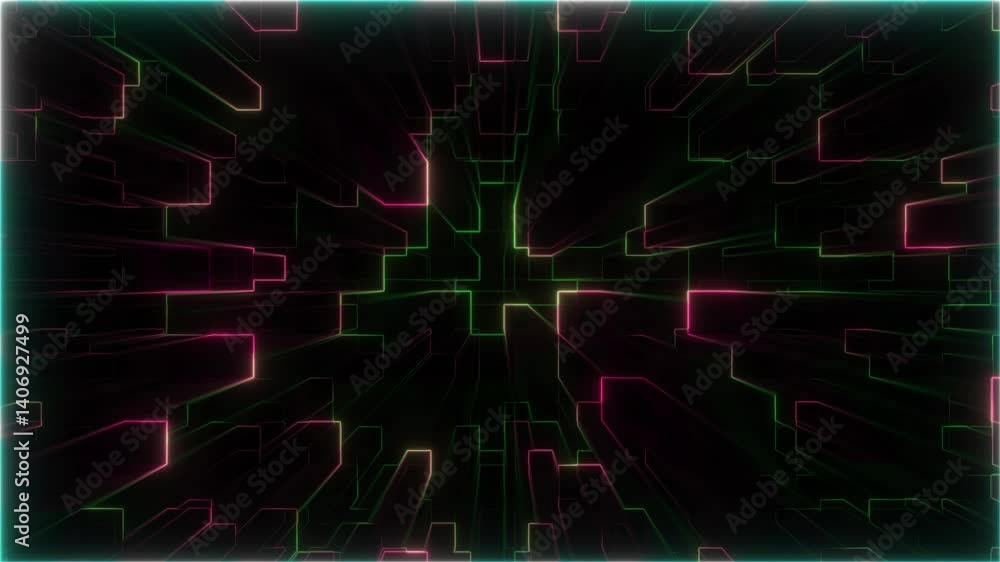 Aufkleber futuristic glowing corner line animation – vj loop and motion graphic background