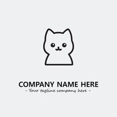 Cat illustration black and white for logo company vector image